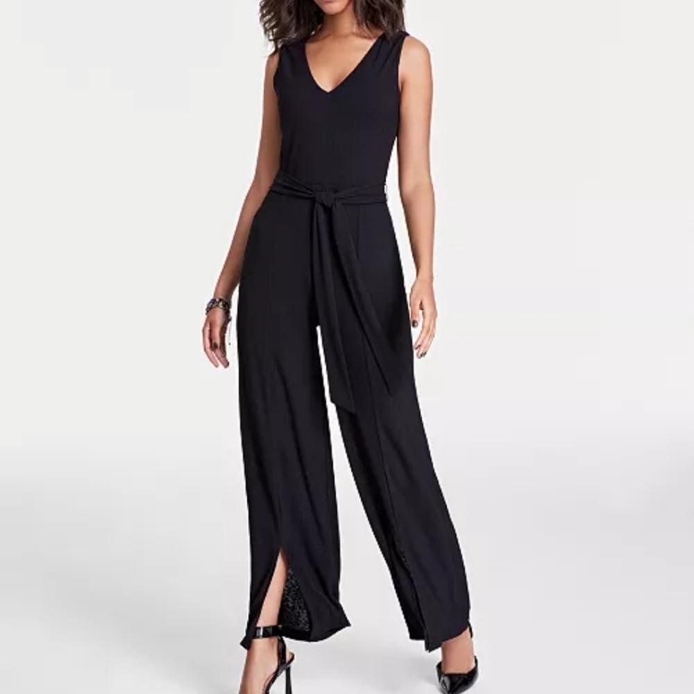 Bar III Petite Sleeveless V-Neck Wide-Leg Jumpsuit Sz Xtra Small